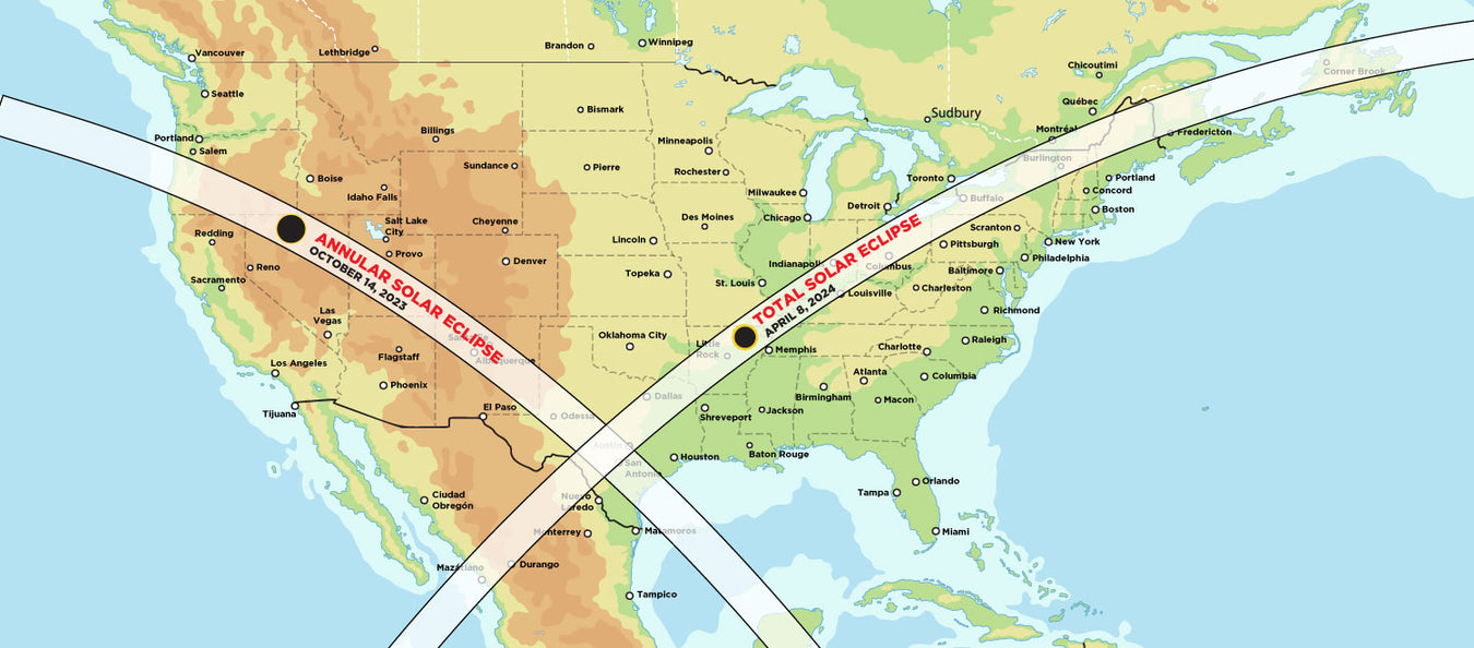 Solar Eclipse path for 2023 and 2024