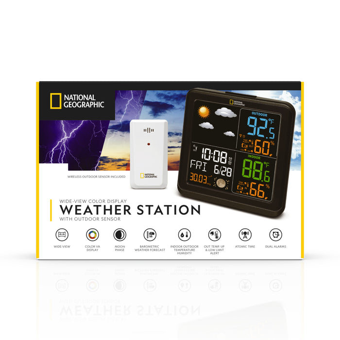 Wireless Weather Station Indoor Outdoor Thermometer, Color Display Digital Temperature Humidity Monitor, Weather Forecast Station with Barometer