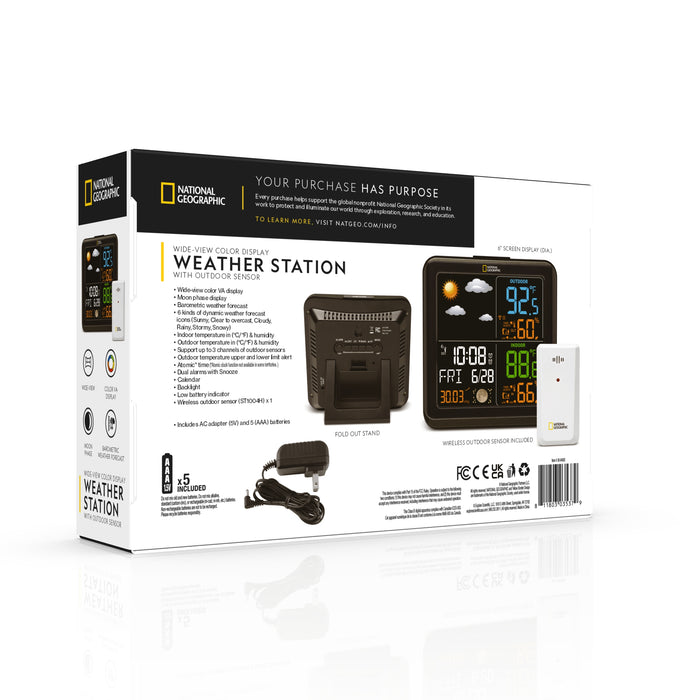 National Geographic Wide-View Display Weather Station with Outdoor Sen —  Explore Scientific