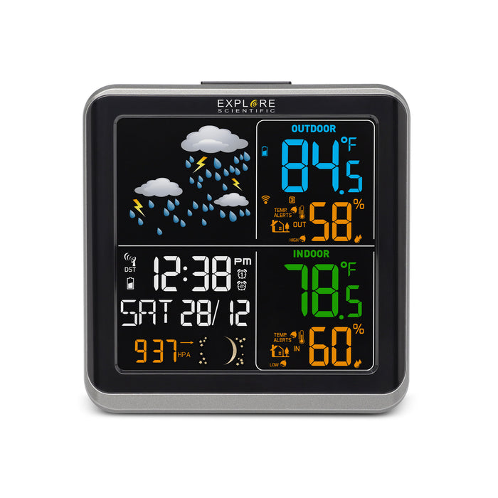 Indoor Outdoor Digital Color Weather Thermometer Barometer with